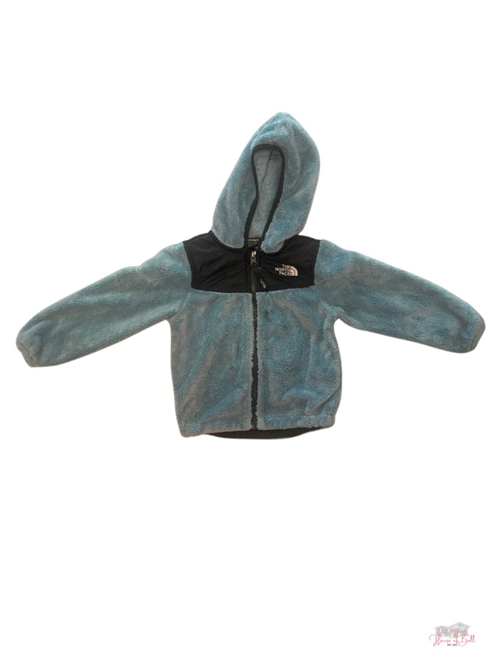 The North Face Toddler 2T Blue High Pile Fuzzy Hooded Fleece Jacket Zip Up
